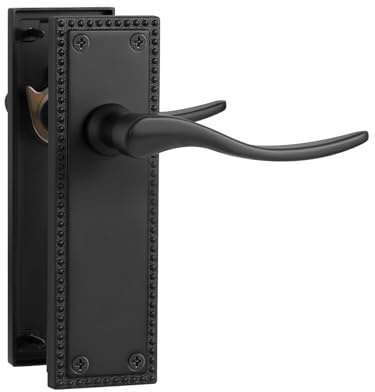 SORWDUERM 1 Pair Victorian Scroll Black Internal Door Handles,Long Latch Lever Set for Interior Wooden Doors,Fits Standard UK Door,Zinc Alloy