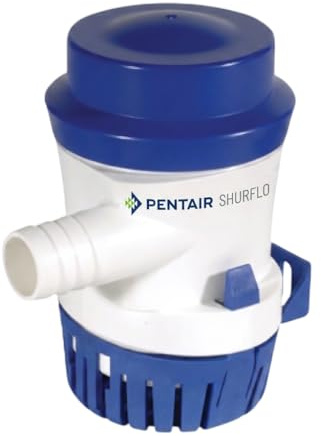 PENTAIR SHURFLO 355-110-10 Marine Bilge Pump, 700 GPH Submersible Marine Pump, Anti-Airlock, ABS Housing, Nylon Impeller, Ignition Protected, 12V DC, CE Certified