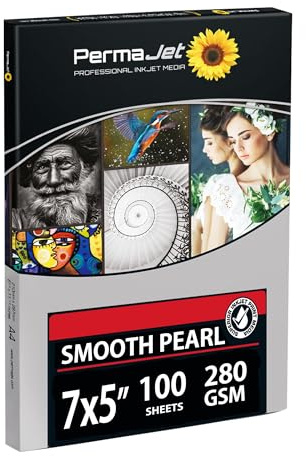 PermaJet Smooth Pearl 280gsm | 7x5 100 Sheets | Inkjet Semi-Gloss/Pearl Printer Photo Paper