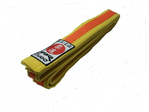 Judogürtel gelb-orange Mittelstreifen mit Judo-Label (240)