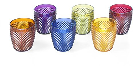 Excelsa 48783 Diamond Set 6 Bicchieri Acqua, Plastica, Multicolore