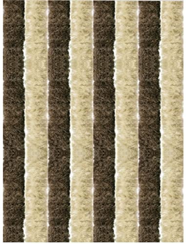Arsvita Insektenschutzvorhang 56x185 cm (Breite x Länge) Flauschvorhang in Beige & Braun für Wohnmobil, Wohnwagen, schmale Türen, Fadengardine Ø4cm