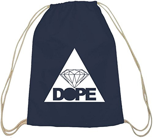 Shirtstreet24, DOPE TRIANGLE, Baumwoll natur Turnbeutel Rucksack Sport Beutel, Größe: onesize,dunkelblau natur