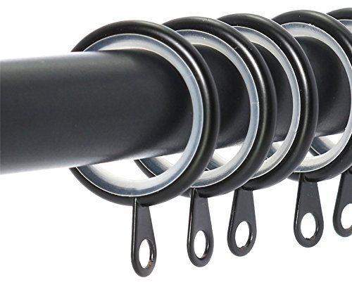 30x Black Smooth Nylon Lined Glide Curtain Rings - 23mm Inner Diameter- Metal Rod Pole Hooks