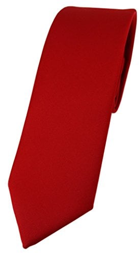 TigerTie Herren Krawatte – schmale 5,5 cm Krawatte in rot einfarbigem Design, ideal für Geschäftstermine, festliche Anlässe und die Freizeit