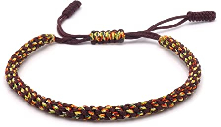 BENAVA Buddhistisches Tibet Armband Braun Bunt Handgemachtes Glücksarmband Freundschaftsarmband