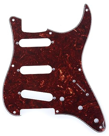 Musiclily Pro 8 Löcher 50s 57 Vintage SSS Strat Pickguard Gitarren Schlagbrett für American Stratocaster E-Gitarre,4 lagig Vintage Tortoise