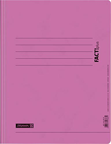 Baier & Schneider Brunnen 102010522, Spiralhefter für A4, Hochwertiger Pressspankarton 375 g/m², 0, 4 mm dick, Fact!Plus, 25 Stück rosa