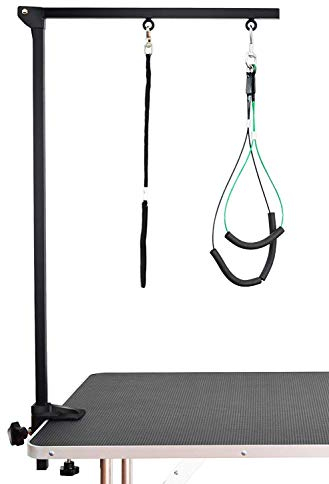Gravitis Foldable Pet Grooming arm with clamp for Large and Small Dogs - 35 inch Height Adjustable and Free Two No Sit Haunch Holder Pet Supplies (Black)
