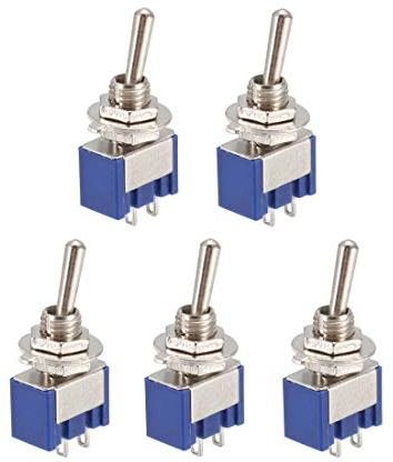 sourcing map 5 Stück 125VAC 6A Ampere Ein/Aus 2 Position Klemme SPDT Rastschalter Blau de