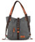 SHANGRI-LA Canvas-Tragetasche, Handtasche, lässige Geldbörse, Schultertasche für Damen, wandelbarer Rucksack, Grau 1