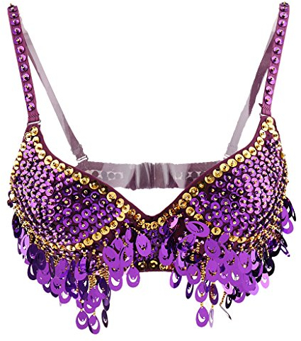 Unbekannt Bauchtanz Kostüm Oberteil Belly Dance Shirt Damen Bauchtanzkostüm, Lila