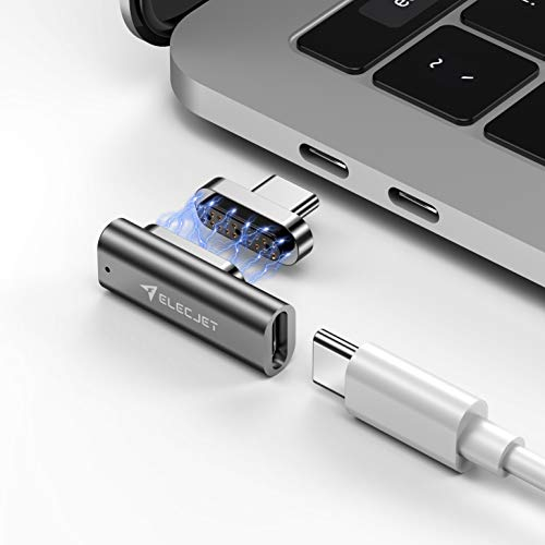 ELECJET MagJet S, 20 Pin Magnetische USB C Adapter, 100W Schnellladung, 10 Gb/s Datenübertragung, 4K Video @60Hz Hohe Auflösung kompatibel mit MacBook Pro und Anderen USB-C Geräten, Silber+Grau