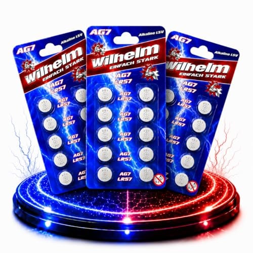 Wilhelm AG7 Alkaline Knopfzellen 1,5 V (LR57, L927, 195, 395) – 30 Stück