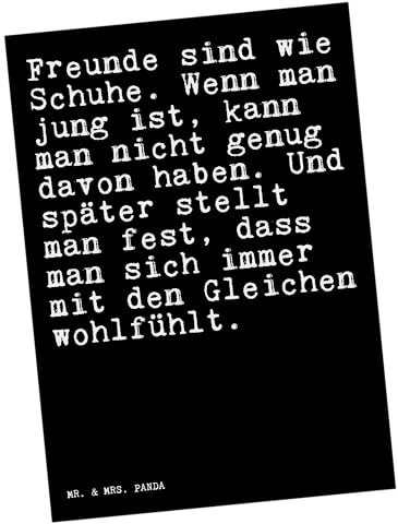 Mr. & Mrs. Panda Postkarte Freunde sind wie Schuhe - Geschenk, beste Freundin, Ansichtskarten, Einladungskarten Geburtstag, Freundin, Zitate,