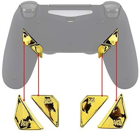 eXtremeRate Palettes Boutons de Remplacement pour ps4 Manette Dawn Remap Kit, Boutons Arrière K1 K2 K3 K4 pour ps4 Controller, Chromé Doré