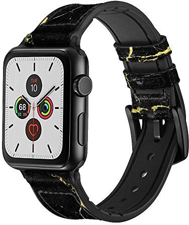 Gold Marble Graphic Printed Cinturino in pelle e silicone Smartwatch per Apple Watch iWatch taglia 42mm/44mm