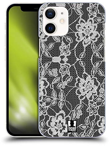 Head Case Designs Blumig Schwarzer Spitze Harte Rueckseiten Handyhülle Hülle Huelle kompatibel mit Apple iPhone 12 Mini
