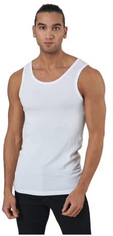 Resteröds Herren Unterhemd aus Bambus und ökologischer Baumwolle, lang, rund Hals, hochwertiges Männer Muskelshirt, Tanktop im 2er Pack, weiß, XXL