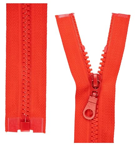 Teilbarer Reißverschluss, 2 Stück, 65 cm Schienenlänge, Dunkel-Rot, 1-Weg offenes Ende #5, 5,75 mm Schienenbreite, 34 mm Bandbreite, Ersatz Reissverschluss Kunststoff, Kunststoffreissverschluss # 5