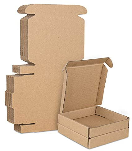 Corrugated Cardboard Shipping Boxes, 10x10x2cm Royal Mail Letter PiP Postal Boxes for Posting, Brown Packaging Mailing Boxes for Business, Storing or Gift (Pack of 10)