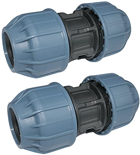 AERZETIX - C51160 - Set di 2 manicotti/raccordi di riparazione a compressione Ø25mm 10 bar per tubo acqua - connettore/riparatore per tubo giardino/irrigazione - in polipropilene