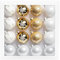 Adorfine 16 palline in vetro per albero di Natale, 6 cm, set di palline di Natale in vetro, decorazione natalizia – bianco, argento, oro, spumante