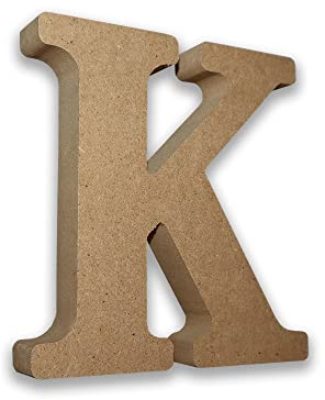 MDF Letter K - Large Free Standing Wooden Letter for Crafts & Personalised Names - 13cm High x 2cm Deep