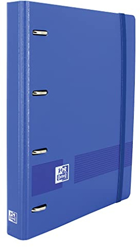 Oxford Live & Go Ordner, A4+, 4 Ringe, mit Ersatz, 100 Blatt, Blau | Herausnehmbare Tafel, Aufkleber mit 5 Farbbändern und 5 x 5 Karos