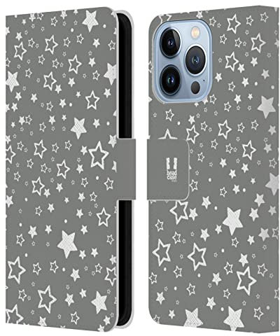 Head Case Designs Stars Silver Holiday Collection Leather Wallet Case Compatible With Apple iPhone 13 Pro