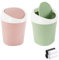QLFJ-FurDec 2PCS Plastic Mini Wastebasket Bathroom Bins with Swing Lid and 4 Rolls Bin Liners, Desk Compact Design Cosmetic Bin for Home, Office, Vanity Tabletop, Bedroom