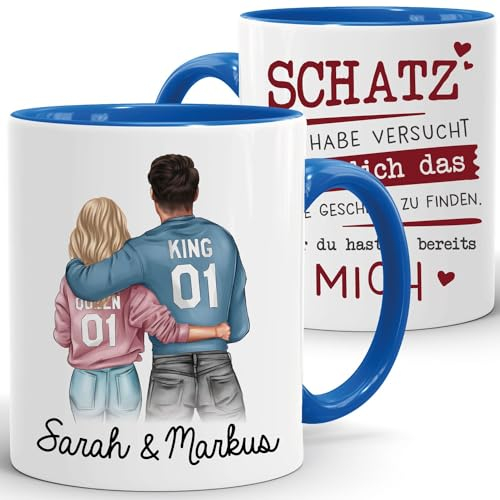 SpecialMe® Tasse Paar personalisiert mit Namen Liebe Geschenk Partner Weihnachten Geburtstag Jahrestag Valentinstag inner-royal Keramik-Tasse