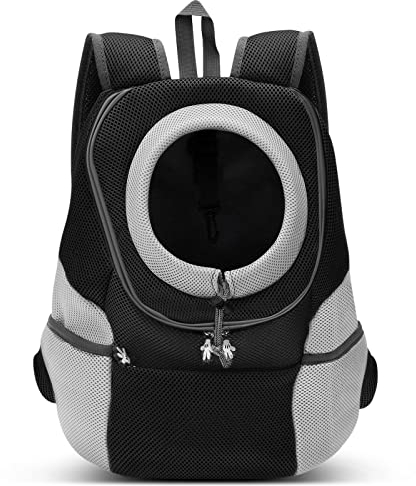 ALLSOPETS Rucksack für Hunde Tragbare Motorrad Haustierträger Rucksäcke für Kleine Hunde Katzen Verstellbare Haustiertaschen Hundetrage Rucksack für Fahrrad Wandern Camping (Kohlschwarz, L)