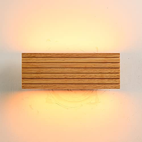 EGSO LED Wandlampe Holz Wandleuchte innen Modern Wandleuchten 22CM 6W 2800K 480LM warmweiß Wandbeleuchtung für Schlafzimmer, Wohnzimmer, Flur Treppen und Korridor Nachtlicht Innenbeleuchtung