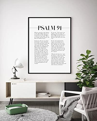 TANYANG Psalm 91 Schrift Wandkunst He Who Dwells In The Shelter Bibelvers Leinwand Gemälde Posterdruck Für Ihre Christliche Heimdekoration 40X60Cm Kein Rahmen