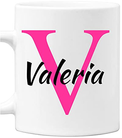Colorfamily Tazza Mug PERSONALIZZABILE con Iniziale e Nome - Lettera V - 100% ceramica