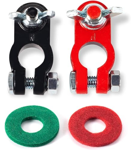 Pure Copper Battery Terminal Kit with Battery Corrosion Terminal Protectors - Marine Featured Coated Wing Nuts 17mm 200A