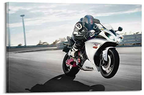Motorräder Poster für Yamaha R1 Rennauto Motorrad Motorsport Poster Dekorative Malerei Leinwand Wandposter und Kunstbild Druck Moderne Familie Schlafzimmer Dekor Poster