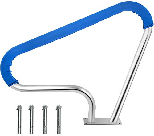 Plerile Pool Handlauf Geländer Edelstahl 304, 98 * 81cm Schwimmbad Haltegriff Mit Blauer Griffabdeckung 150KG Tragfähigkeit, Rostfrei Humanisierte Pooltreppe Handläufe (Size : 2 Pack)