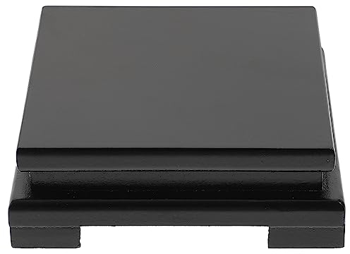 TOPBATHY Square Wooden Plinth Stand for Ornaments, Wooden Display Base for Tea Sets, Buddha Statues, Small Fishbowls, Vases, and Decorations - 5.9x5.9x1.97 Inches, Black