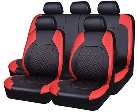 EGNIAN Leder Autositzbezüge Sets für Peugeot 206 CC 2D / 207 CC WD Coupé Cabrio 2001 2002 2003 2004 2005 2006 2007 2008 2009-2015, Allwetter Wasserdicht, Bequem Sitzkissen Innenraum Zubehör,Red