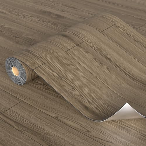Homease PVC Bodenbelag Selbstklebend Verdickt (0.15cm) Holzmaserung Bodenaufkleber mit Textur, Verschleißfest Wasserdicht Holz Platte Dekorativen Vinylboden für Küche Wohnzimmer Balkon 0.6 x 5 M/3㎡