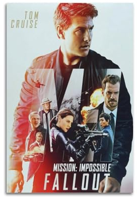 VZRSQZK Póster de la película Mission Impossible Fallout, póster decorativo de lienzo, póster de pared e imagen artística impresa moderna para decoración de dormitorio familiar, 24 x 36 pulgadas (60 x