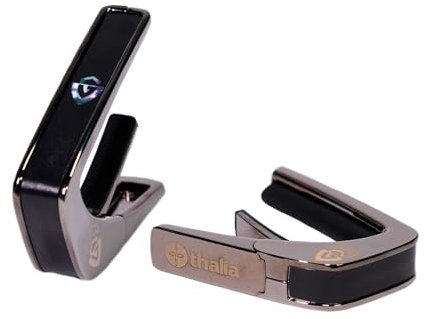 Guild by THALIA Kapodaster mit schwarzem Chrom-Finish, Ebenholz mit Black Ripple G-Schild Logo