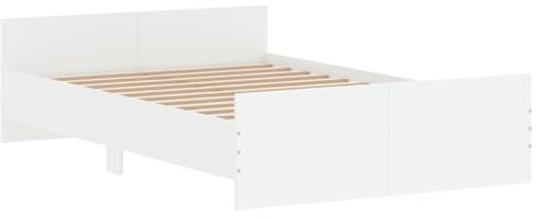vidaXL Bettgestell, Bettrahmen mit Lattenrost, Bett Gästebett mit Kopfteil Fußteil, Doppelbett Schlafzimmerbett Schlafzimmermöbel, Weiß 120x190cm