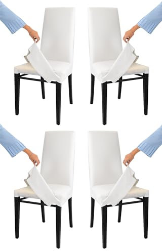t m c s Tommychairs-4er Set gepolsterte Stühle Jazz mit herausnehmbarem Bezug,Struktur aus lackiertem Buchenholz Anilinfarbe Schwarz,gepolstert und mit herausnehmbarem Bezug aus Stoff in Weiß bezogen