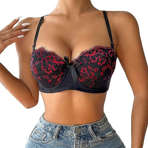 Satin Nightwear 38Dd Bra White Bralette Floral Corset Top Quarter Cup Bra Silk French Knickers Lace Up Corset Sheer Underwear Invisible Strap Bra Corset Style Top Type of Women Underwear