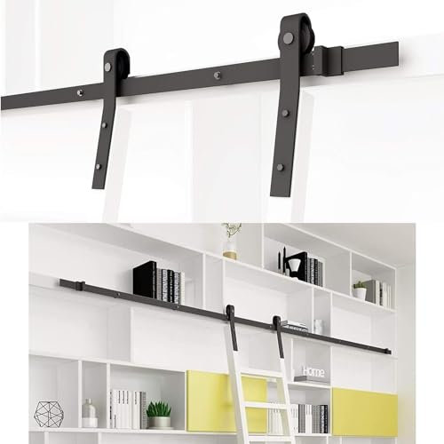 Rolling Bibliotheksleiter Hardware-Kit - Gleitbibliothek Leiter Hardware, Bibliotheks-Schiebeleiter-Hardware-Kit, Gleitschienen-Aufhängerolle, Mit Bodenrollenrädern (ohne Leiter) ( Size : 700cm(23 ft)