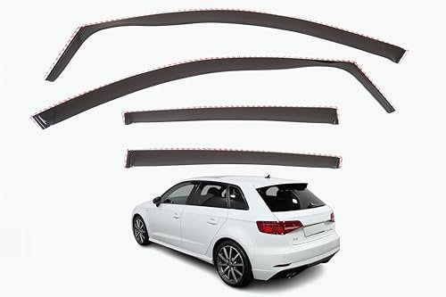 Set Of 4 Wind Deflectors Compatible with AUDI A3 S3 RS3 5-door Hatchback 2013 2014 2015 2016 2017 2018 2019 2020 Models.