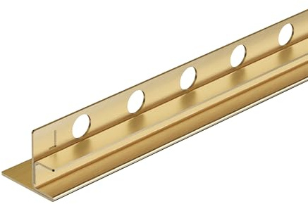 Balneo Glasprofil Gefälleprofil, Edelstahl AISI 304, 120 cm, links, Gold | Edelstahl AISI 304, Anschluss an Glas, für bodengleiche Duschen, kürzbar, Länge 120 cm, 2 J. Garantie